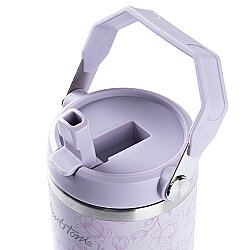MOR DESENLİ PASLANMAZ ÇELİK TUTMALI PİPETLİ TERMOS BARDAK 900ML - TANTİTONİ (1)