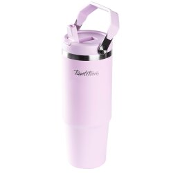 MOR PASLANMAZ ÇELİK TUTMALI PİPETLİ TERMOS BARDAK 900ML - TANTİTONİ