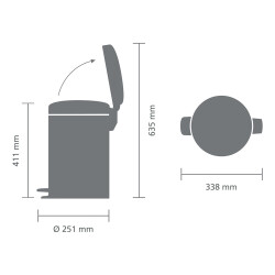 NEWICON CONFIDENT GREY PEDALLI ÇÖP KUTUSU 12L - 5