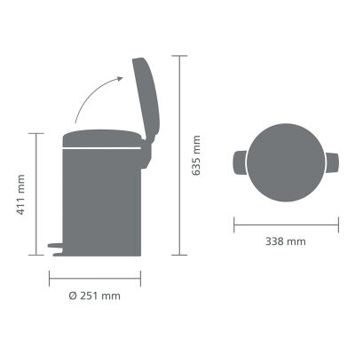 NEWICON CONFIDENT GREY PEDALLI ÇÖP KUTUSU 12L - 5