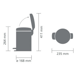 NEWICON CONFIDENT GREY PEDALLI ÇÖP KUTUSU 3L - 4