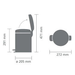 NEWICON CONFIDENT GREY PEDALLI ÇÖP KUTUSU 5L - 4