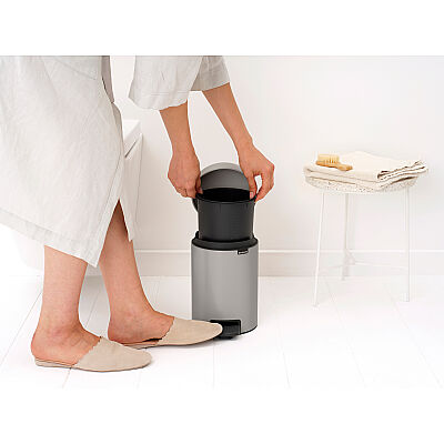 NEWICON SOFT GREY PEDALLI ÇÖP KUTUSU 3L - 4