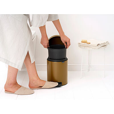 NEWICON WARM BRASS PEDALLI ÇÖP KUTUSU 5L - 3