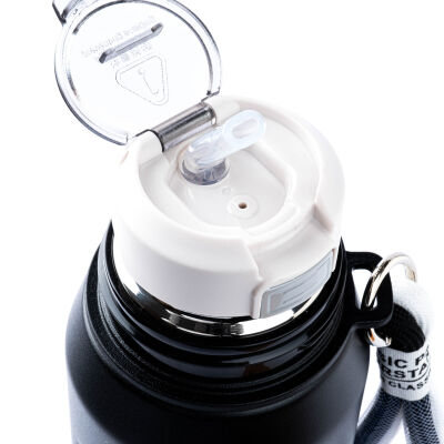 OKADI BARDAK KAPAKLI SİYAH PASLANMAZ ÇELİK TERMOS 750ML - 2