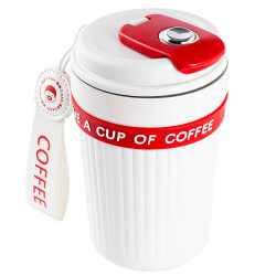 OKADI BEYAZ KIRMIZI PASLANMAZ ÇELİK TERMOS BARDAK 400ML - TANTİTONİ