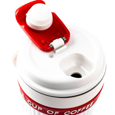 OKADI BEYAZ KIRMIZI PASLANMAZ ÇELİK TERMOS BARDAK 400ML - 2