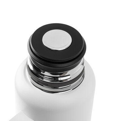 OKADI BEYAZ PASLANMAZ ÇELİK YAN TUTACAKLI SÜZGEÇLİ TERMOS 900ML - 2