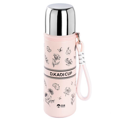 OKADI ÇİÇEK DESENLİ PEMBE PASLANMAZ ÇELİK TERMOS 500ML - 1