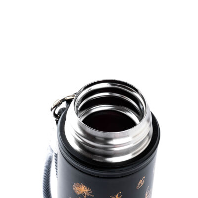 OKADI ÇİÇEK DESENLİ SİYAH PASLANMAZ ÇELİK TERMOS 500ML - 4