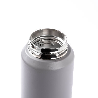 -OKADI DERİ ASKILI GRİ PASLANMAZ ÇELİK TERMOS 800ML - 2