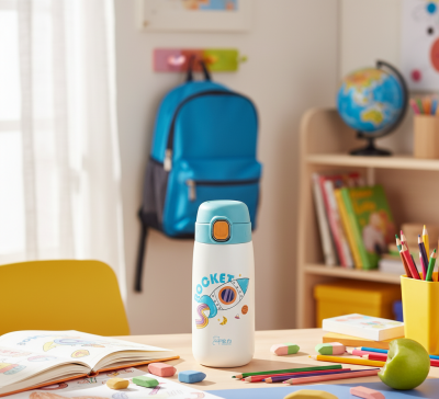OKADI FUN DESENLİ MAVİ PASLANMAZ ÇELİK TERMOS 420ML - 2
