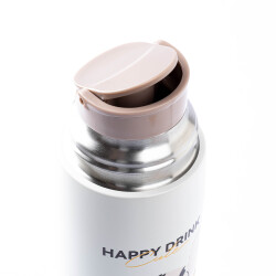 OKADI KAHVERENGİ DESENLİ BARDAKLI PASLANMAZ ÇELİK TERMOS 300ML - TANTİTONİ (1)