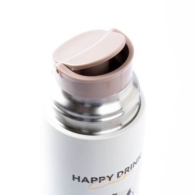 OKADI KAHVERENGİ DESENLİ BARDAKLI PASLANMAZ ÇELİK TERMOS 300ML - 2