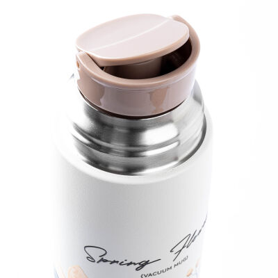 OKADI KAHVERENGİ DESENLİ BARDAKLI PASLANMAZ ÇELİK TERMOS 400ML - 2