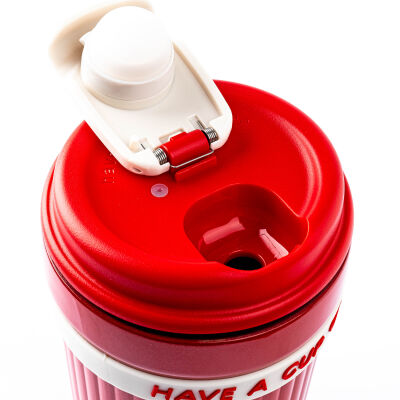 OKADI KIRMIZI BEYAZ PASLANMAZ ÇELİK TERMOS BARDAK 400ML - 3