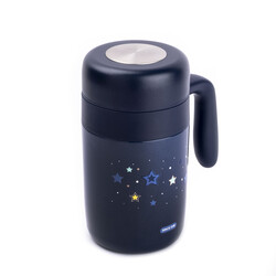 OKADI LACİVERT DESENLİ TUTACAKLI PASLANMAZ ÇELİK TERMOS 460ML - Tantitoni