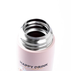 OKADI PEMBE DESENLİ BARDAKLI PASLANMAZ ÇELİK TERMOS 300ML - 3