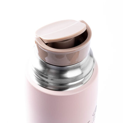 OKADI PEMBE DESENLİ BARDAKLI PASLANMAZ ÇELİK TERMOS 400ML - 3