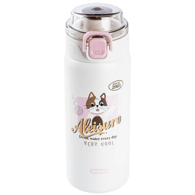 OKADI PEMBE DESENLİ PASLANMAZ ÇELİK TERMOS 380ML - 1