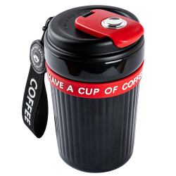 OKADI SİYAH KIRMIZI PASLANMAZ ÇELİK TERMOS BARDAK 400ML - TANTİTONİ