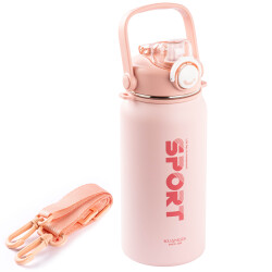 -OKADI SPORT PİPETLİ PEMBE PASLANMAZ ÇELİK TERMOS 1.3L - Tantitoni