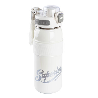OKADI SUPERIOR PİPETLİ BEYAZ PASLANMAZ ÇELİK TERMOS 750ML - 1