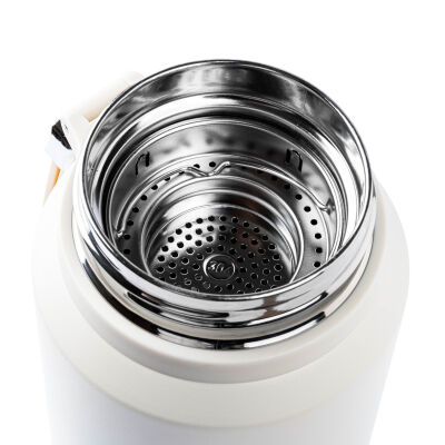 OKADI SÜZGEÇLİ BEYAZ PASLANMAZ ÇELİK TERMOS 1L - 2