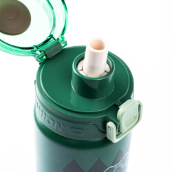 OKADI YEŞİL DESENLİ PASLANMAZ ÇELİK PİPETLİ TERMOS 380ML - TANTİTONİ (1)