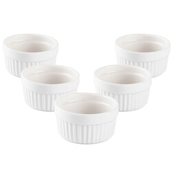 5li beyaz yuvarlak porselen fırın kabı seti 7x4cm - Tantitoni