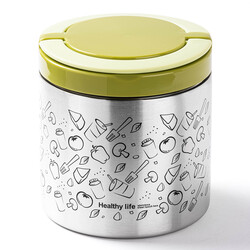 PASLANMAZ ÇELİK YUVARLAK DESENLİ YEMEK TERMOSU 630ML - Tantitoni