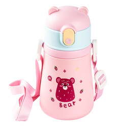 PEMBE ASKILIKLI PASLANMAZ ÇELİK ÇOCUK TERMOSU 300 ML - 1