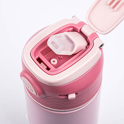 PEMBE ÇİFT KATMANLI PASLANMAZ ÇELİK TERMOS 350ML - 2
