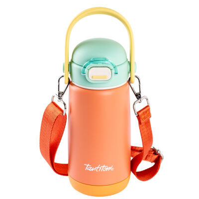 PEMBE PASLANMAZ ÇELİK ÇİFT ASKILI TERMOS 420ML - 1