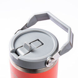 PEMBE PASLANMAZ ÇELİK TUTMALI PİPETLİ TERMOS BARDAK 900ML - 2