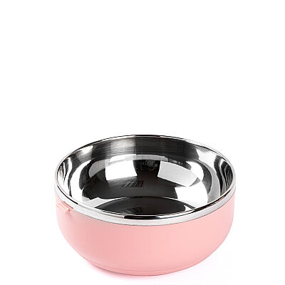 PEMBE PASLANMAZ ÇELİK YUVARLAK 2 KATLI ÇATAL VE KAŞIKLI YEMEK TAŞIMA KABI 850ML - 4