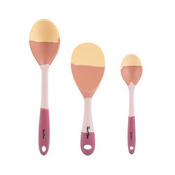 PEMBE RENK TONLU 3LÜ SİLİKON KAŞIK SETİ - Tantitoni