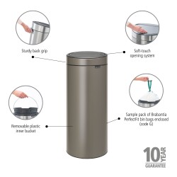 PLATINUM NEW DOKUNMATİK ÇÖP KUTUSU 30L - 4