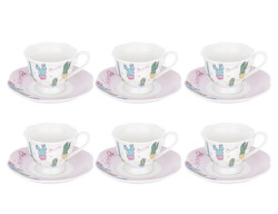 6LI LOVELY CACTUS NEW BONE KAHVE FİNCAN TAKIMI - TANTİTONİ