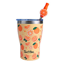 PORTAKAL DESENLİ PASLANMAZ ÇELİK TERMOS BARDAK 360ML - TANTİTONİ