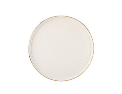 REACT KREM RENGİ GOLD YALDIZLI İNCE SERAMİK SERVİS TABAĞI 26CM - TANTİTONİ