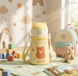 SARI ASKILI PASLANMAZ ÇELİK ÇOCUK TERMOSU 480ML - TANTİTONİ (1)