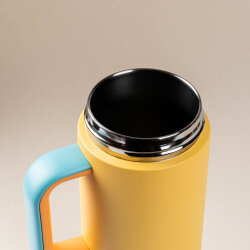 SARI PASLANMAZ ÇELİK PİPETLİ TERMOS BARDAK 660ML - 3