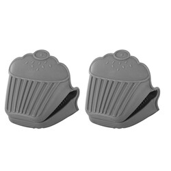 048-08-SİLİKON GRİ 2Lİ CUPCAKE ŞEKİLLİ FIRIN ELDİVENİ - Tantitoni
