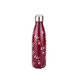 BORDO ÇİÇEK DESENLİ PASLANMAZ ÇELİK SU ŞİŞESİ 500ML - DİĞER