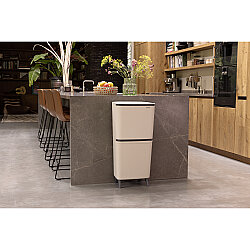 SORT UP RECYCLE HI SOFT BEIGE İKİ BÖLMELİ ÇÖP KUTUSU 20+25L - BRABANTIA (1)
