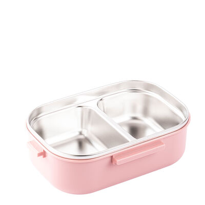 TANTİTONİ PEMBE PASLANMAZ ÇELİK 2 KATLI ÇATAL VE KAŞIKLI YEMEK TAŞIMA KABI 1.65L - 4