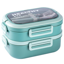 TANTİTONİ YEŞİL PASLANMAZ ÇELİK 2 KATLI ÇATAL VE KAŞIKLI YEMEK TAŞIMA KABI 1.65L - Tantitoni