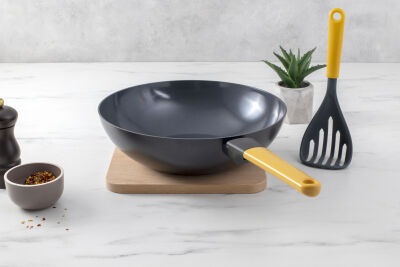TASTY+ RECYCLED HONEY YELLOW YAPIŞMAZ WOK TAVA 30CM - 2