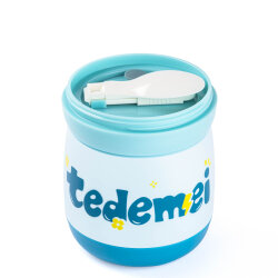  TEDEMEI MAVİ PASLANMAZ ÇELİK KAŞIKLI YEMEK TAŞIMA KABI 450ML - Tantitoni (1)